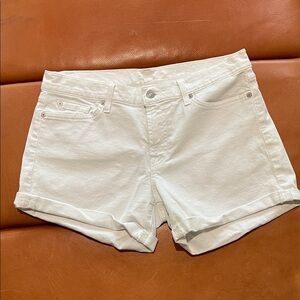 7 For All Mankind White Denim Shorts